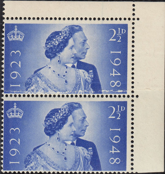 143190 1948 2½D ROYAL SILVER WEDDING (SG493) VARIETY 'DOUBLE PAPER'.