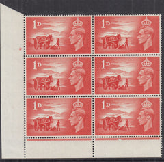 143193 1948 THIRD ANNIVERSARY CHANNEL ISLANDS LIBERATION 1D (SGC1) CYLINDER '2' BLOCK OF SIX.