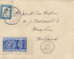 143194 1948 UNDERPAID MAIL STREATHAM, LONDON TO HOLLAND 2½D OLYMPICS (SG495) AND DUTCH 7c POSTAGE DUE.