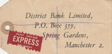 143197 1948  BANKERS TAG REGISTERED MAIL LONDON TO MANCHESTER, OLYMPIC GAMES ISSUE.