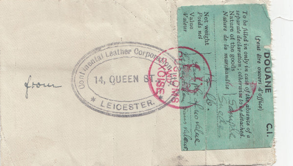 143201 CIRCA 1942 AIRMAIL PACKET LABEL LEICESTER TO COPENHAGEN, DENMARK KGVI 2D (SG488), 1S (SG475) X 2 AND 2/6 YELLOW-GREEN (SG476b) 'SAMPLE OF NO VALUE'.