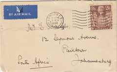 143204 1939 AIRMAIL LONDON TO JOHANNESBURG, SOUTH AFRICA 2/6 BROWN (SG476).