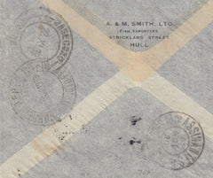 143209  1939 AIRMAIL HULL, YORKSHIRE TO BRAZIL 1S (SG475) AND 2/6 BROWN (SG476), POSTAGE UNDERPAID WITH BRAZILIAN POSTAGE DUES.