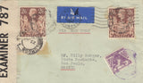 143214 1940 AIRMAIL LONDON TO A POSTE RESTANTE, SAO PAULO, BRAZIL 2/6 BROWN (SG476) X 2 AND BRAZILIAN STAMP PAYING POSTE RESTANTE FEE.