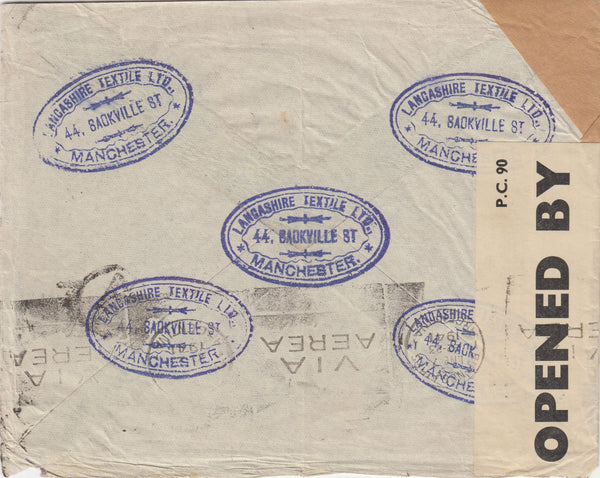 143224 1940 AIRMAIL MANCHESTER TO BUENOS AIRES, ARGENTINA 1s  (SG475) X 2 AND TWO FINE 2/6 BROWN (SG476).