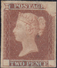 143238 1841 2D RED-BROWN ON DICKINSON SILK-THREAD PAPER (SPEC DP44).