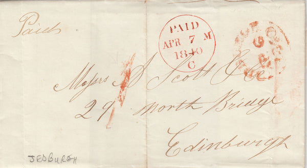 143242  COLLECTION SCOTTISH UNIFORM PENNY POST '1' HANDSTAMPS 1840-1848 (11 ITEMS).