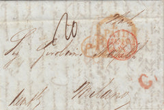 143243 1843 MAIL LONDON TO MILAN POST PAID IN CASH.