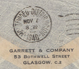 143244 1940 AIRMAIL GLASGOW TO MONTEVIDEO, URUGUAY KGVI 1s (SG475) AND FINE 2/6 BROWN (SG476).
