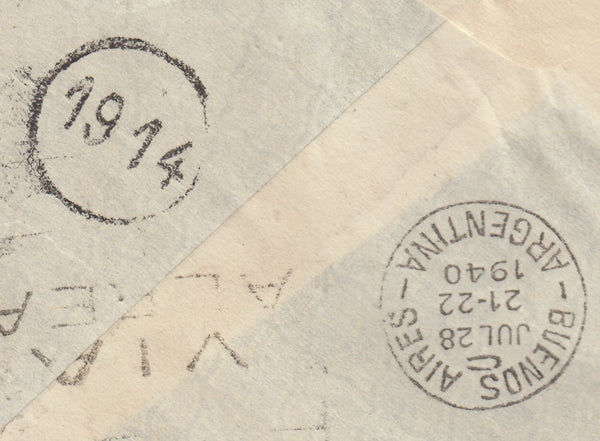 143246 1940 AIRMAIL BOLTON, LANCS TO BUENOS AIRES, ARGENTINE KGVI 2/6 BROWN (SG476)  X 4.