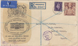 143248 1940 ROYAL PHILATELIC SOCIETY LONDON/RED CROSS AND ST. JOHN FUND ILLUSTRATED  COVER REGISTERED AIRMAIL FRINTON ON SEA, ESSEX TO CAIRO, EGYPT KGVI 3d (SG467) AND FINE 2/6 BROWN (SG476).