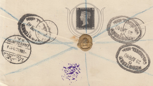 143248 1940 ROYAL PHILATELIC SOCIETY LONDON/RED CROSS AND ST. JOHN FUND ILLUSTRATED  COVER REGISTERED AIRMAIL FRINTON ON SEA, ESSEX TO CAIRO, EGYPT KGVI 3d (SG467) AND FINE 2/6 BROWN (SG476).