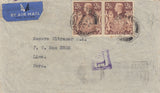 143249 1940 AIRMAIL MANCHESTER TO LIMA, PERU PAIR KGVI 2/6 BROWN (SG476).