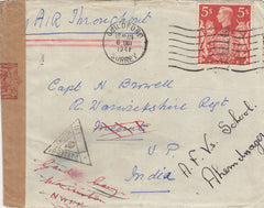 143263 1941 AIRMAIL GUILDFORD, SURREY TO INDIA KGVI 5s RED (SG477).