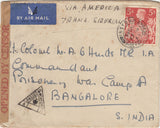 143274 1941 AIRMAIL INSTOWE, DEVON TO BANGALORE, INDIA KGVI 5s RED (SG477).