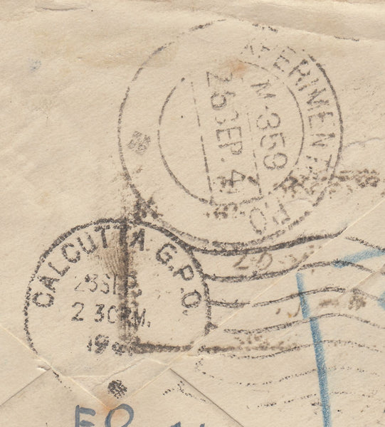143274 1941 AIRMAIL INSTOWE, DEVON TO BANGALORE, INDIA KGVI 5s RED (SG477).