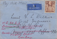 143275 1941 AIRMAIL LONDON TO INDIA KGVI 2/6 BROWN (SG476).