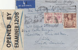 143279 1941 AIRMAIL BOURNEMOUTH TO CHILE, SOUTH AMERICA KGVI 6d (SG470) X 2, 2/6 BROWN (SG476), CENSOR LABEL WITH BLUE CRAYON LINES INDICATING WITHELD BY CENSOR.