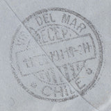 143279 1941 AIRMAIL BOURNEMOUTH TO CHILE, SOUTH AMERICA KGVI 6d (SG470) X 2, 2/6 BROWN (SG476), CENSOR LABEL WITH BLUE CRAYON LINES INDICATING WITHELD BY CENSOR.