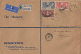 143282 1935 REGISTERED AIRMAIL LONDON TO BUENOS AIRES, ARGENTINE KGV 1s, KGV 1 ½d X 2 AND RE-ENGRAVED SEAHORSES 5s AND 10s (SG451/452).