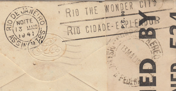 143287 1941 AIRMAIL LONDON TO RIO DE JANERIO, BRAZIL KGVI 1s (SG475) 2/6 BROWN  (SG476).