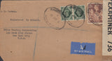 143290 1942 REGISTERED AIRMAIL LONDON TO NEW YORK KGVI 9d (SG473) X 2, 2/6 BROWN (SG476).