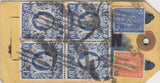 143302 CIRCA 1942 UNADDRESSED YELLOW PARCEL TAG 10s ULTRAMARINE X SEVEN AND OTHER ISSUES.