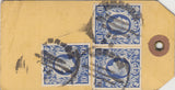 143302 CIRCA 1942 UNADDRESSED YELLOW PARCEL TAG 10s ULTRAMARINE X SEVEN AND OTHER ISSUES.