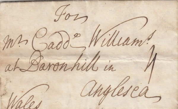 143307 1722 MAIL LONDON TO ANGLESEA, CHARGED '4', LONDON BISHOP MARK.