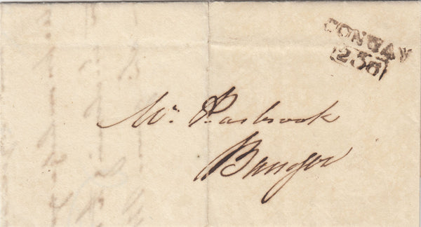 143319 1810 MAIL CONWAY, CAERNARVONSHIRE TO BANGOR 'CONWAY/236' MILEAGE MARK (W823).