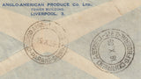 143327 1939 AIRMAIL LIVERPOOL TO PARANA, BRAZIL KGVI 1s (SG475) 2/6 BROWN (SG476).