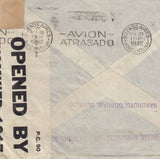 143336 1942 AIRMAIL LEATHERHEAD, SURREY TO BUENOS AIRES, ARGENTINA 1s (SG475) X 2 2/6 YELLOW-GREEN (SG476b) X 2.
