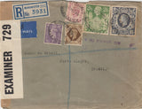 143338 1942 REGISTERED AIRMAIL MANCHESTER TO PORTO ALEGRE, BRAZIL FINE 2/6 YELLOW-GREEN (SG476b), GOOD 10s DARK BLUE (SG478) AND OTHER ISSUES.