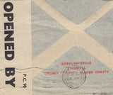 143340 1942 AIRMAIL TUNSTALL, STOKE ON TRENT/STAFFS TO MONTEVIDEO, KGVI 1s (SG475) AND 2/6 BROWN (SG476).
