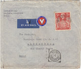 143341 1942 AIRMAIL PUDSEY, YORKSHIRE TO ALEXANDRIA, EGYPT 5s RED (SG477).
