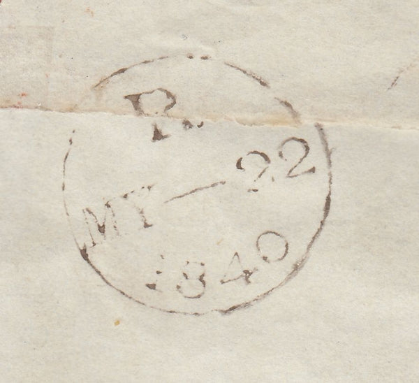 143357 1840 2d BLUE PL.1 (SG5)(JA) USED MAY 22ND 1840 ON WRAPPER LONDON TO TRURO.