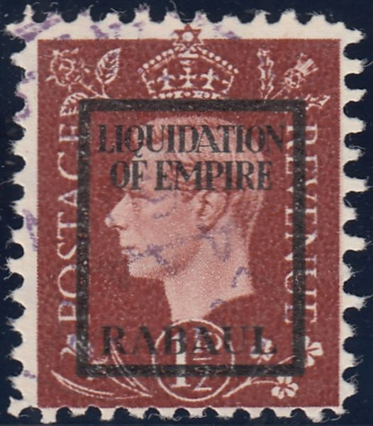 143377 1944 1½d GERMAN PROPAGANDA FORGERY 'LIQUIDATION OF EMPIRE/RABAUL' OVERPRINT FINE 'USED'.