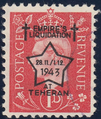 143384 1944 1d SCARLET GERMAN PROPAGANDA FORGERY 'EMPIRE'S LIQUIDATION/AT TEHERAN' OVERPRINT' GOOD UNUSED.