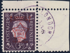 143387 1944 3d VIOLET GERMAN PROPAGANDA FORGERY 'EMPIRE'S LIQUIDATION/AT TEHERAN' OVERPRINT, GOOD 'USED'.