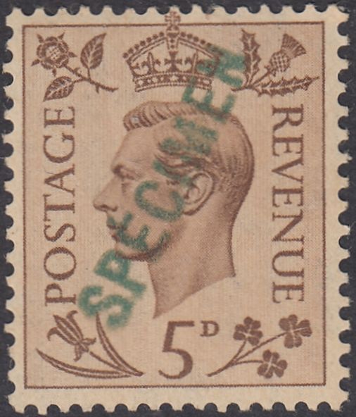 143388 1938-1939 KING GEORGE VI 4d-1s DEFINITIVES X SIX OVERPRINTED  'SPECIMEN' FOR USE BY A PORTUGUESE POSTAL ADMINISTRATION.