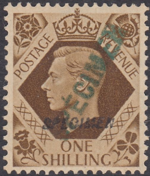 143388 1938-1939 KING GEORGE VI 4d-1s DEFINITIVES X SIX OVERPRINTED  'SPECIMEN' FOR USE BY A PORTUGUESE POSTAL ADMINISTRATION.