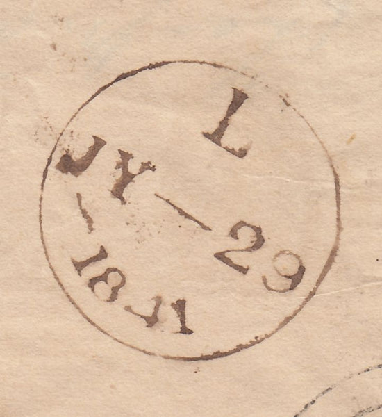143397 1841 MAIL CHEAPSIDE, LONDON TO AXBRIDGE, CROSS, SOMERSET FINE PAIR 1840 2d BLUE PL.2 (SG5).
