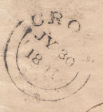 143397 1841 MAIL CHEAPSIDE, LONDON TO AXBRIDGE, CROSS, SOMERSET FINE PAIR 1840 2d BLUE PL.2 (SG5).