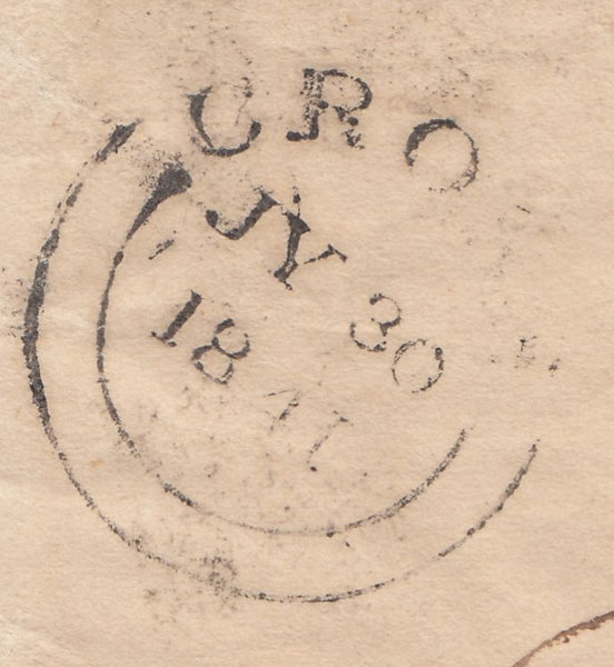 143397 1841 MAIL CHEAPSIDE, LONDON TO AXBRIDGE, CROSS, SOMERSET FINE PAIR 1840 2d BLUE PL.2 (SG5).