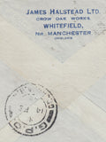 143400 1944 AIRMAIL RADCLIFFE, MANCHESTER TO GRENADA, BRITISH WEST INDIES KGVI 2/6 YELLOW-GREEN (SG476b) 1s x 2.