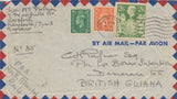 143409 1944 AIRMAIL NEWCASTLE ON TYNE TO DEMERARA, BRITISH GUIANA KGVI 2/6 YELLOW-GREEN (SG476b) ALSO ½d AND 2d.