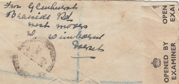 143410 1944 AIRMAIL BOURNEMOUTH TO SAO PAULO, BRAZIL KGVI 2/6 YELLOW-GREEN (SG476b) 3d and 1s ISSUES.