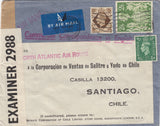 143411 1943 AIRMAIL LONDON TO SANTIAGO, CHILE KGVI 2/6 YELLOW-GREEN (SG476b) ALSO ½d AND 1s ISSUES.