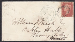 143415 1856 MOURNING ENVELOPE ANDOVERSFORD, GLOS TO BASINGSTOKE DIE 2 1d RED-BROWN ON WHITE PAPER PL.33 (SG37).
