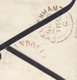 143415 1856 MOURNING ENVELOPE ANDOVERSFORD, GLOS TO BASINGSTOKE DIE 2 1d RED-BROWN ON WHITE PAPER PL.33 (SG37).